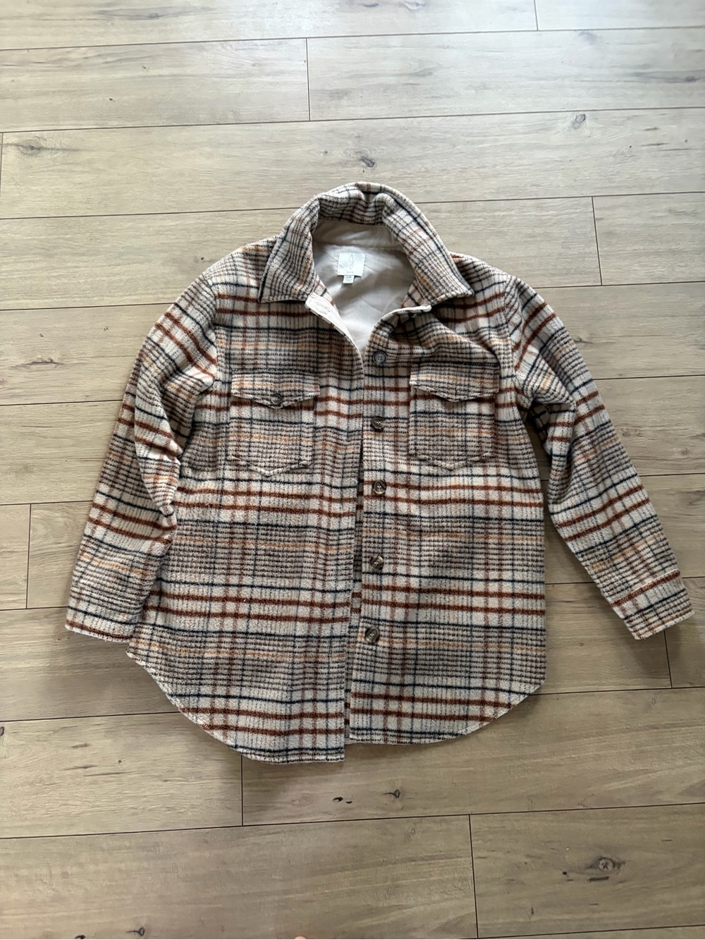 Joie Beige Plaid Lightweight Shirt Jacket